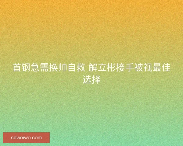 首钢急需换帅自救 解立彬接手被视最佳选择